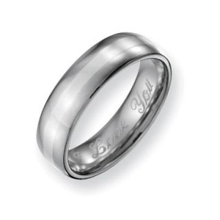 Mens 6.0mm Engraved Stainless Steel with Sterling Silver Inlay