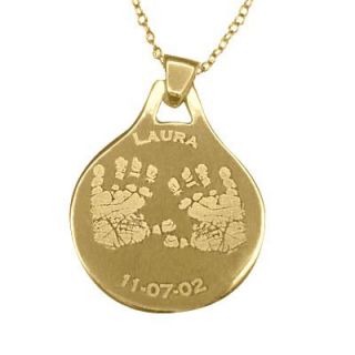 Baby Handprints Disc Pendant in Sterling Silver with 24K Gold Plate(1