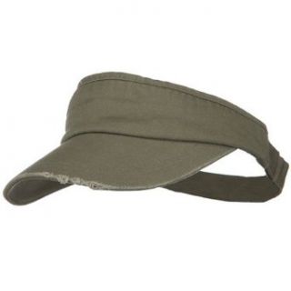 Normal Dyed Frayed Wide Bill Visor   Olive at  Mens Clothing store Visors Headwear