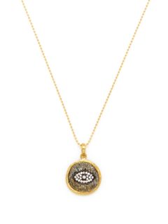 CZ Evil Eye & Hamsa Double Sided Disc Pendant Necklace by Mary Louise Designs