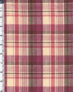 Linen Madras Seersucker Plaid Fabric By the Yard, Berry 498