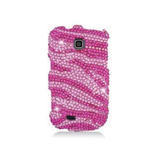 Samsung Dart T499 SGH T499 Bling Gem Jeweled Jewel Crystal Diamond Pink Zebra Stripes Cover Case Cell Phones & Accessories