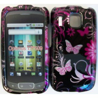 LG OPTIMUS T P509 2D PINK BUTTERFLY CASE Cell Phones & Accessories