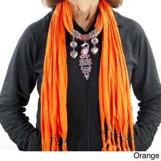 Fashion Jewelry Scarf with Crystal Peacock Pendant Scarves & Wraps