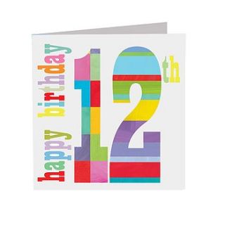 sparkly 12th birthday card by square card co