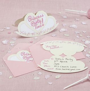 pink princess tiara party invitations by ginger ray