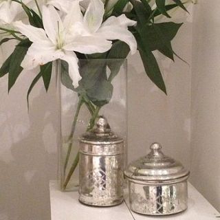 antiqued mirrored lidded glass jars by ethical trading company