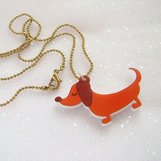 sausage dog dachshund acrylic necklace by hoobynoo world