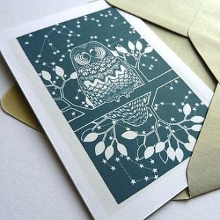 'the contemplative owl' greetings card by autumn jitters