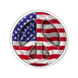 USA Peace Flag Round Stickers