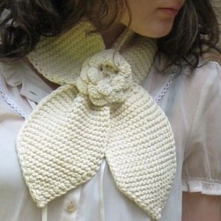 crochet flower scarf in organic cotton by stella james
