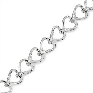 CT. T.W. Diamond Heart Line Bracelet in Sterling Silver   Zales