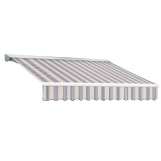Awntech 18 ft Wide x 10 ft Projection Dusty Blue Multi Striped Slope Patio Retractable Remote Control Awning