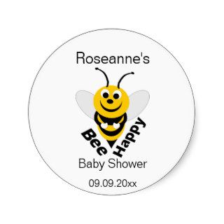 Bee Happy Baby Shower Round Sticker