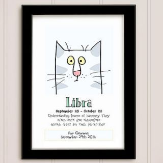 personalised birthday cat print by just for you
