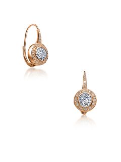 Rose Gold & CZ Disc Drop Earrings by Genevive Jewelry
