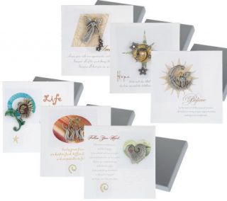 Set of 6 Individually Boxed Keepsake Cards w/Jewelry Pins —