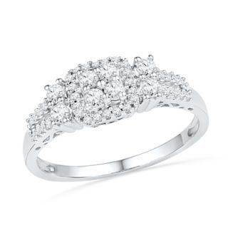 CT. T.W. Quad Diamond Frame Engagement Ring in 10K White Gold