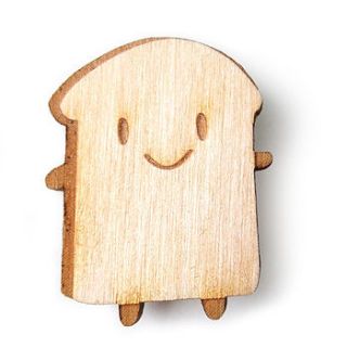 wooden bread slice brooch by asking for trouble