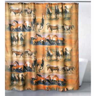 Belle View Casa Bella Polyester Horses Coming Home Animal Shower Curtain
