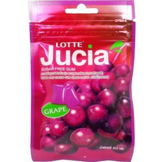 Lotte Jucia Chewing Gum Grape Flavor Sugar Free Dental Health Net Wt 22.5 G (15 Pellets) X 5 Bags  Grocery & Gourmet Food
