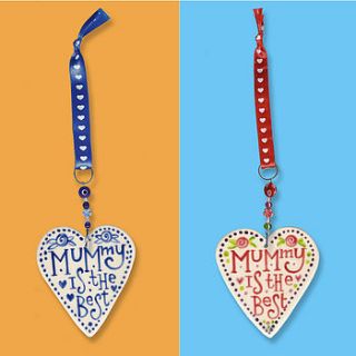 mummy is the best heart hanging decoration by roelofs & rubens