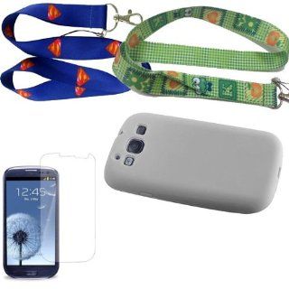 SAMSUNG GALAXY 3 I9300 WHITE SILICONE CASE PLUS LANYARD (KEROPPI OR SUPERMAN) PLUS SCREEN PROTECTOR Cell Phones & Accessories