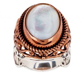 Carolyn Pollack Elegant Affair Mixed Metal Mother of Pearl Doublet Ring —