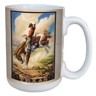 Tree Free Greetings lm43314 Vintage Texas Bucking Bronco by Paul A. Lanquist Ceramic Mug with Full Sized Handle, 15 Ounce, Multicolored Kitchen & Dining