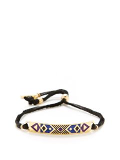 Navajo Pattern Enamel & Leather Cord Friendship Bracelet by Ettika Jewelry