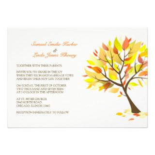 Autumn Theme Tree Flat Wedding Invitation