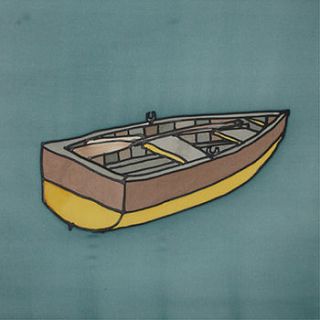hand painted silk on canvas   solo boat by victoria wornum designs