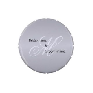Custom Wedding Monogram Gray Black and White Candy Tins