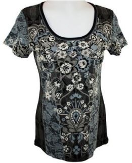 Vanilla Sugar, Boat Neck, Floral Themed, Top Accented with Lace Trim   Summer Garden