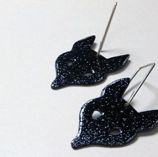 enamel fox earrings by lora wyn
