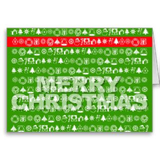 Merry Christmas Card Ornament Icon Green