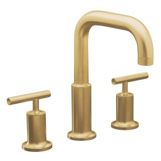 KOHLER Purist Vibrant Moderne Brushed Gold 2 Handle Fixed Deck Mount Tub Faucet