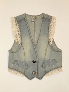 Lace Denim Vest by 3 Little Trees