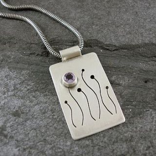 handmade allium amethyst and silver pendant by camali design