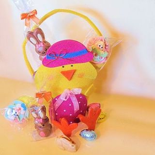 easter chicken bag filled with chocolates by bijou gifts