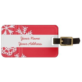 Modern red and white Christmas white snowflakes Tag For Bags