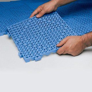 Poly Lock Pool Blue Vinyl Interlocking Drainage Floor Tile 12" x 12"   3/4" Thick  Exercise Mats  Sports & Outdoors