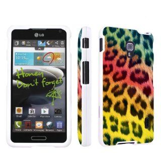 LG Optimus F6 D500 White Full Protection Designer Case By SkinGuardz   Rainbow Cheetah Cell Phones & Accessories
