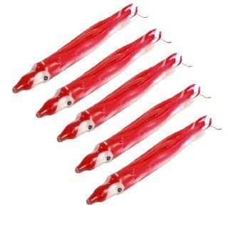 Como Saltwater Trolling Red Clear Soft Plastic Squid Skirt Lure Bait 3" 5 Pcs  Artificial Fishing Bait  Sports & Outdoors
