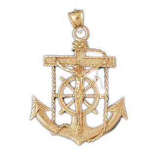 14K Gold Charm Pendant 8 Grams Religious> Mariner Crosses7827 Necklace Jewelry