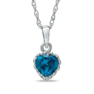 0mm Heart Shaped London Blue Topaz Crown Pendant in Sterling Silver