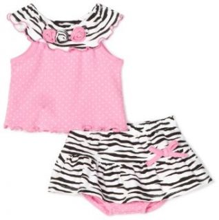 Vitamins Baby Girls Newborn Zebra Stripe 2 Piece Skort Set, Pink, 3 Months Infant And Toddler Clothing Sets Clothing