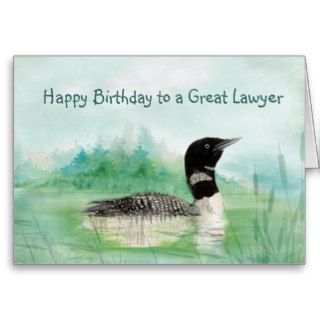 Lawyer Birthday Watercolor Loon Bird Nature Art Greeting Cards