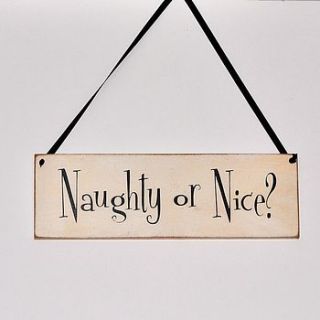 'naughty or nice' christmas sign by rose cottage