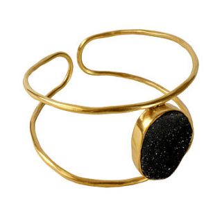 bex bangle gold and black drusy by flora bee